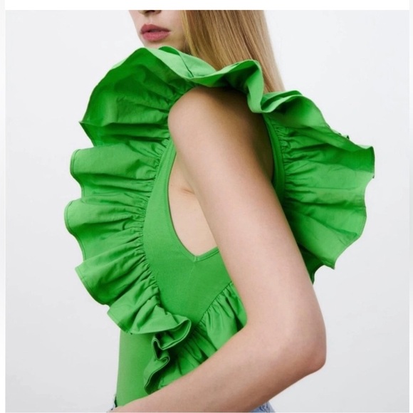 Zara One Shoulder Ruffle Bodysuit - Picture 5 of 6